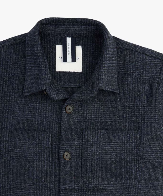 Kläder se Profuomo män ullstickad skjorta Marin N8XR4386