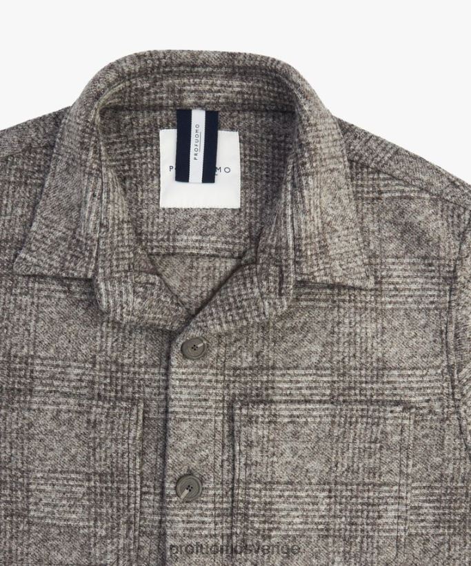 Kläder se Profuomo män ullstickad skjorta brun N8XR4385
