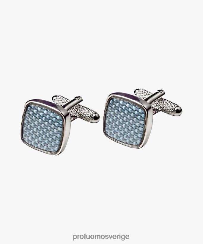 Tillbehör se Profuomo män manschettknappar i kolfiberlook blå N8XR4691